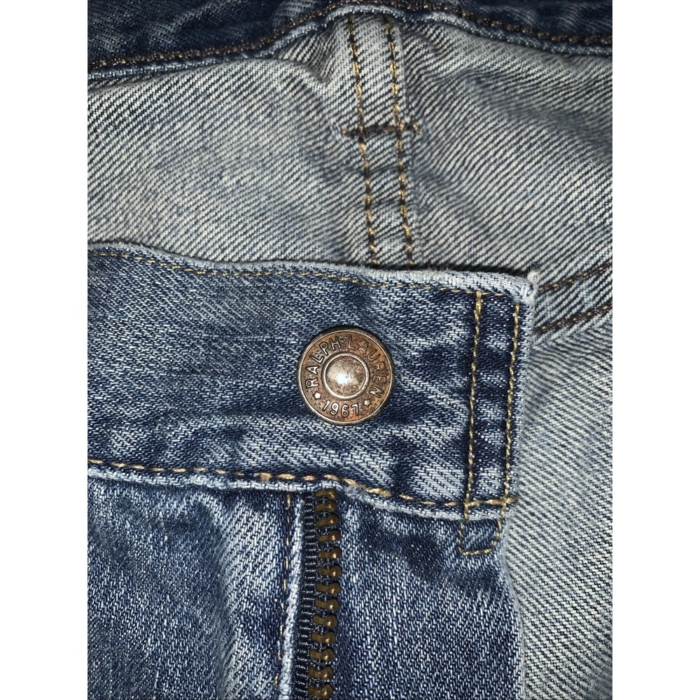VTG Polo Ralph Lauren Mens 36 Denim Shorts‎ Raw Hem Blue Medium Wash Cut Off - Picture 6 of 14